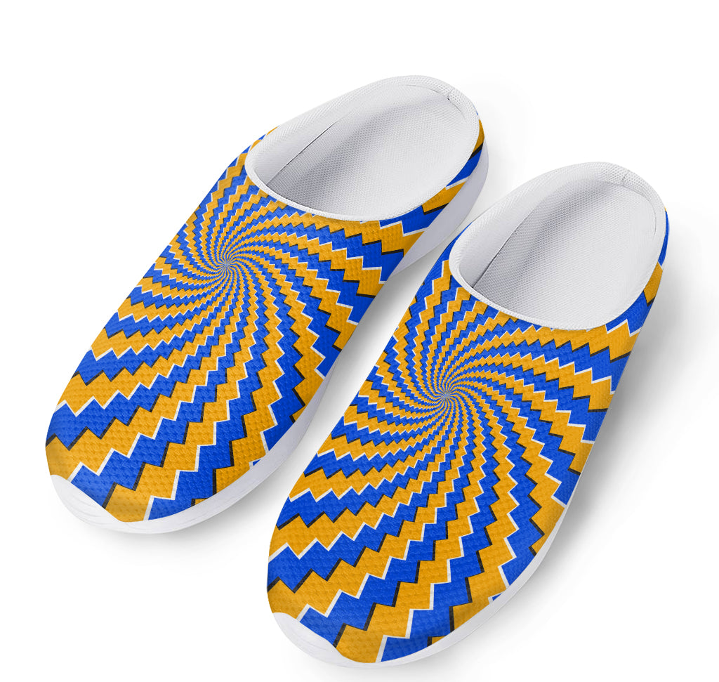Yellow Spiral Moving Optical Illusion Mesh Casual Shoes