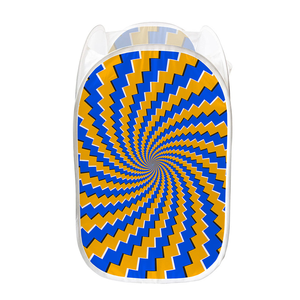 Yellow Spiral Moving Optical Illusion Mesh Laundry Hamper