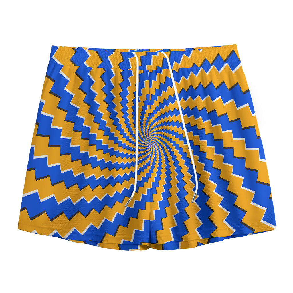 Yellow Spiral Moving Optical Illusion Mesh Shorts