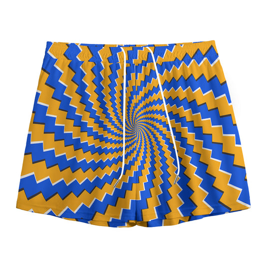 Yellow Spiral Moving Optical Illusion Mesh Shorts