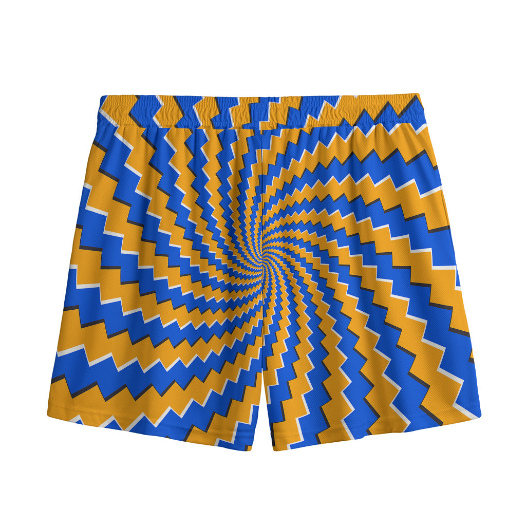 Yellow Spiral Moving Optical Illusion Mesh Shorts