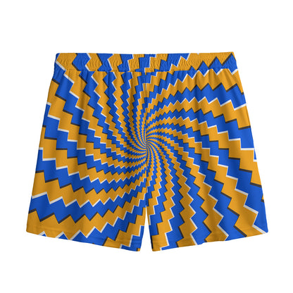 Yellow Spiral Moving Optical Illusion Mesh Shorts
