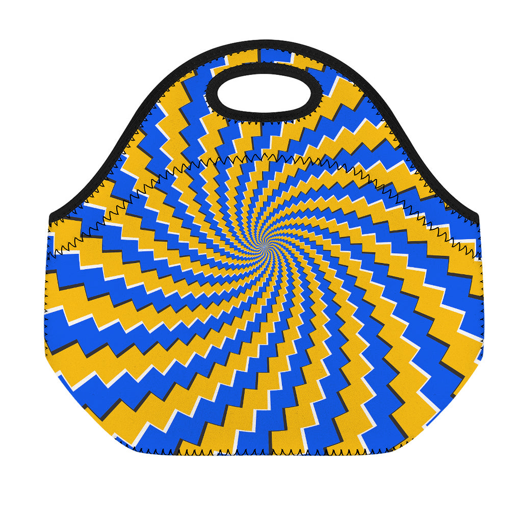 Yellow Spiral Moving Optical Illusion Neoprene Lunch Bag