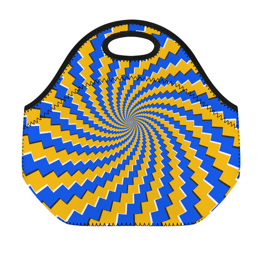 Yellow Spiral Moving Optical Illusion Neoprene Lunch Bag