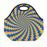 Yellow Spiral Moving Optical Illusion Neoprene Lunch Bag