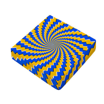 Yellow Spiral Moving Optical Illusion Outdoor Seat Cushion Cover