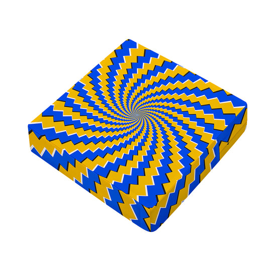 Yellow Spiral Moving Optical Illusion Outdoor Seat Cushion Cover