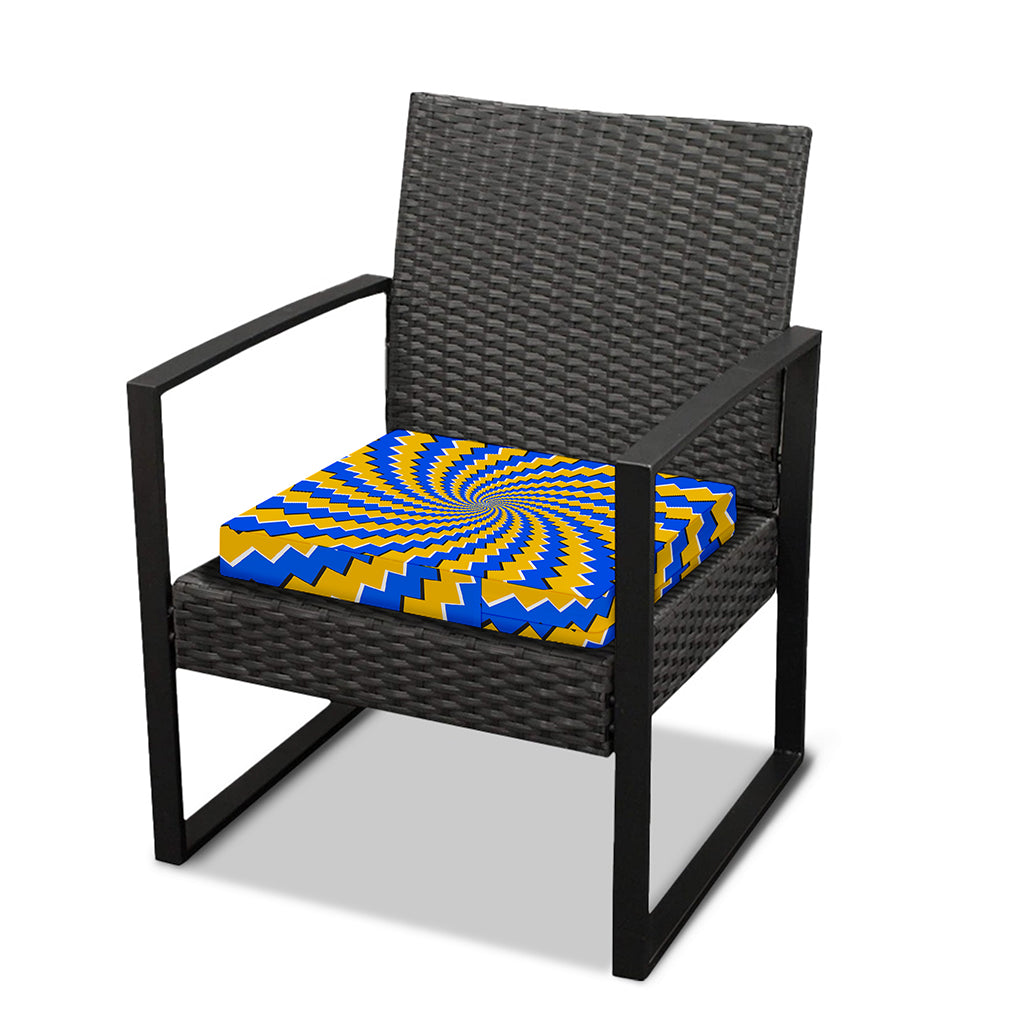 Yellow Spiral Moving Optical Illusion Outdoor Seat Cushion Cover