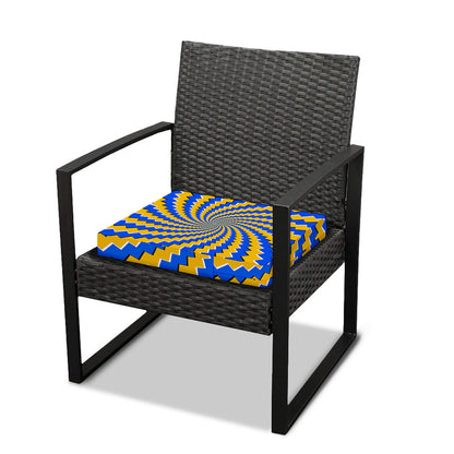 Yellow Spiral Moving Optical Illusion Outdoor Seat Cushion Cover