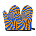 Yellow Spiral Moving Optical Illusion Oven Mitts