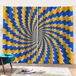 Yellow Spiral Moving Optical Illusion Pencil Pleat Curtains