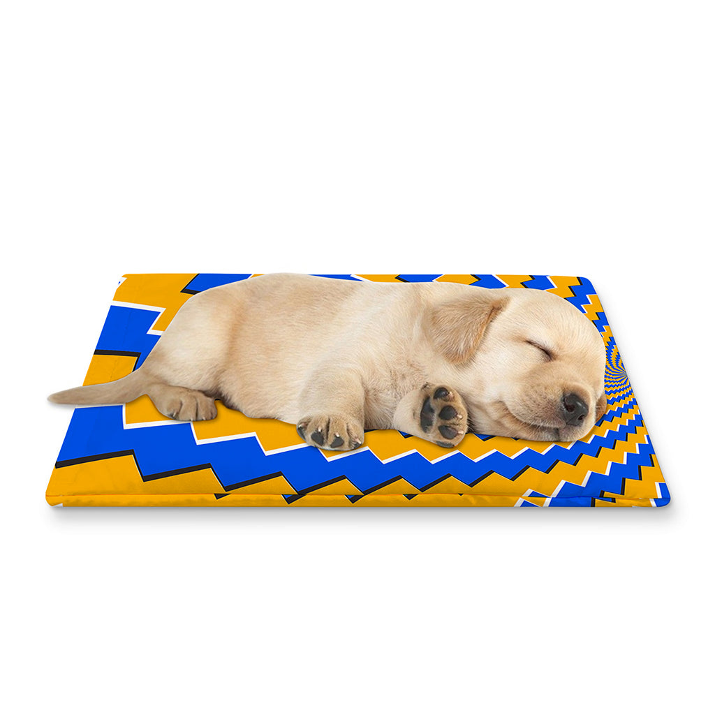 Yellow Spiral Moving Optical Illusion Pet Cooling Mat Cover