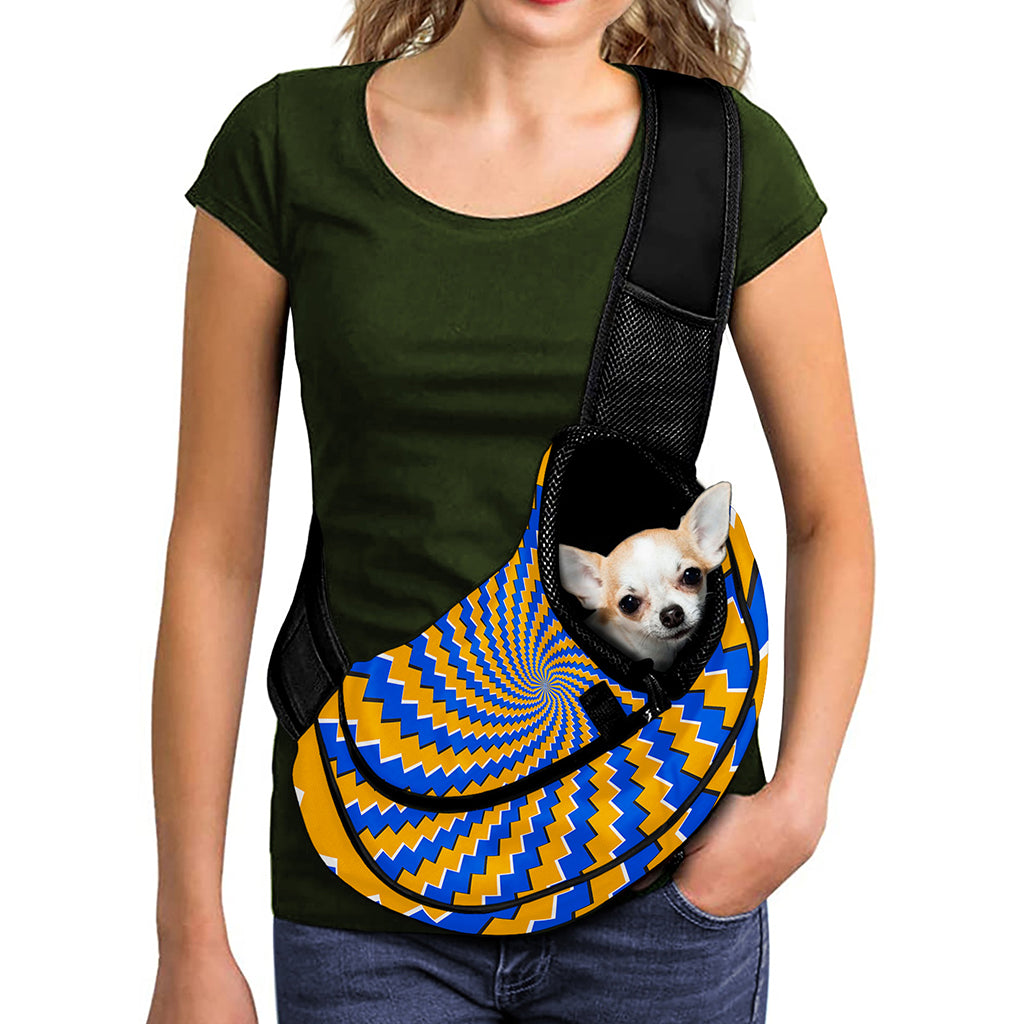 Yellow Spiral Moving Optical Illusion Pet Sling Carrier