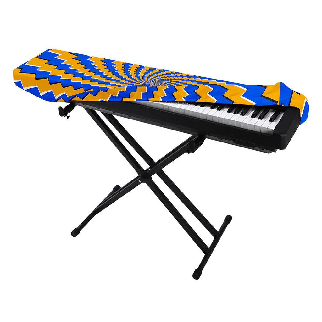 Yellow Spiral Moving Optical Illusion Piano Keyboard Cover