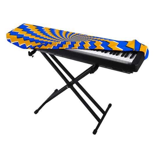 Yellow Spiral Moving Optical Illusion Piano Keyboard Cover
