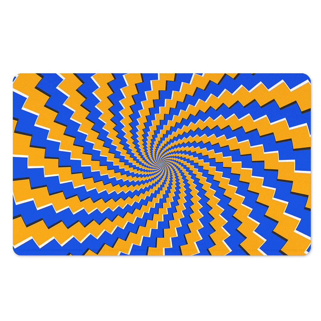 Yellow Spiral Moving Optical Illusion Polyester Doormat
