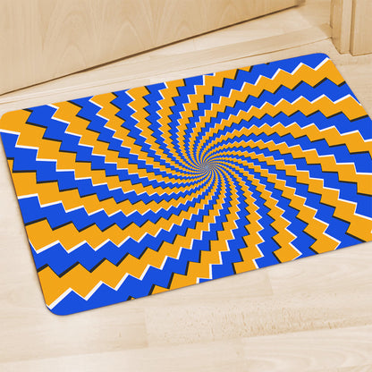 Yellow Spiral Moving Optical Illusion Polyester Doormat