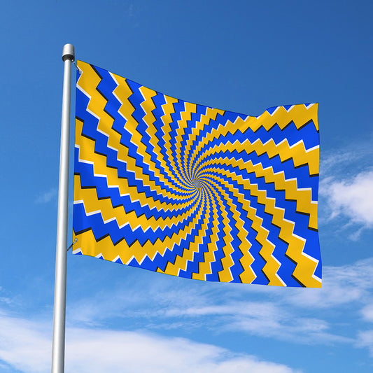 Yellow Spiral Moving Optical Illusion Polyester Flag