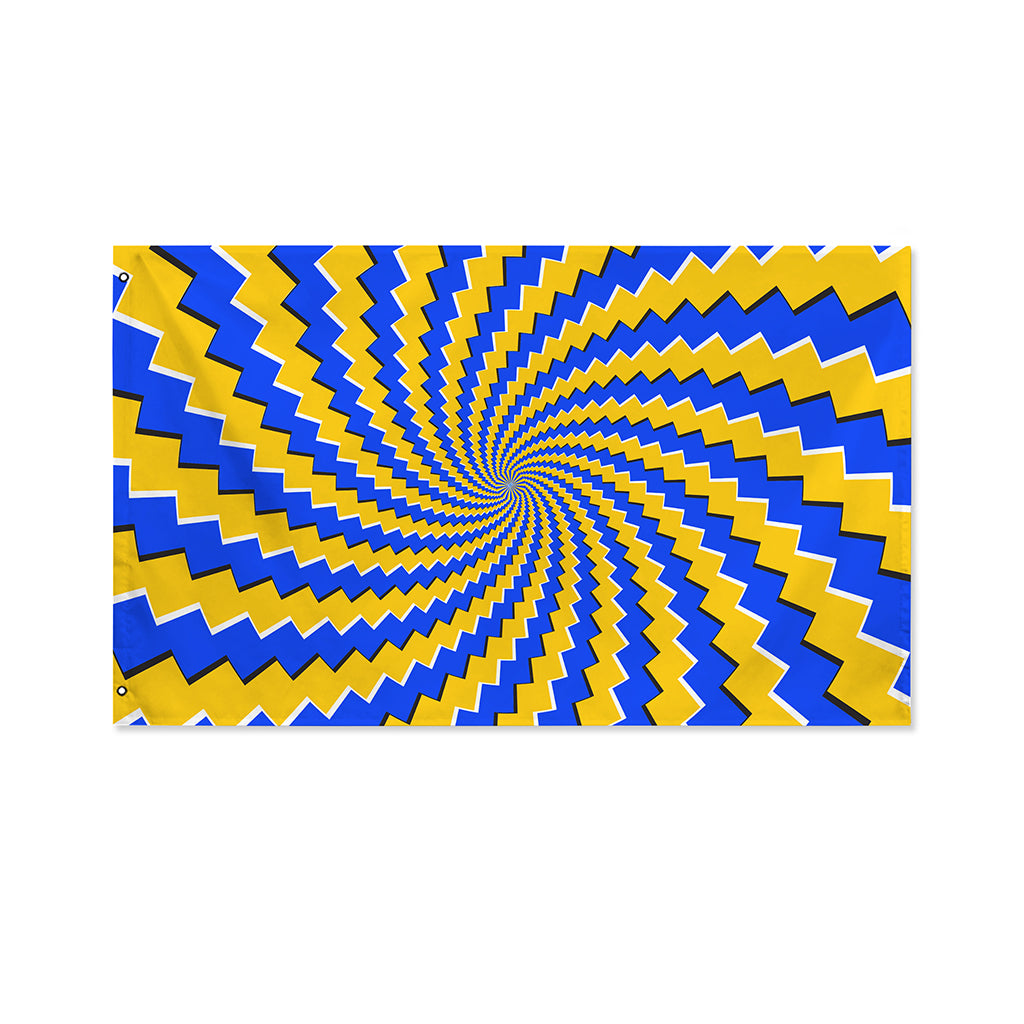 Yellow Spiral Moving Optical Illusion Polyester Flag