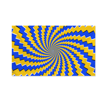 Yellow Spiral Moving Optical Illusion Polyester Flag