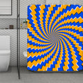Yellow Spiral Moving Optical Illusion Polyester Shower Curtain