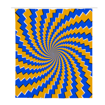 Yellow Spiral Moving Optical Illusion Polyester Shower Curtain