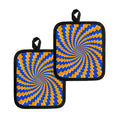 Yellow Spiral Moving Optical Illusion Pot Holders