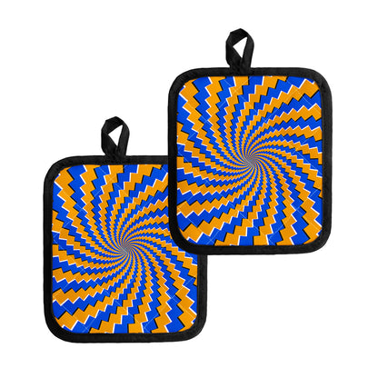 Yellow Spiral Moving Optical Illusion Pot Holders