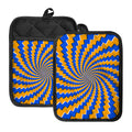 Yellow Spiral Moving Optical Illusion Pot Holders With Pocket
