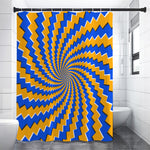 Yellow Spiral Moving Optical Illusion Premium Shower Curtain