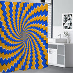 Yellow Spiral Moving Optical Illusion Premium Shower Curtain