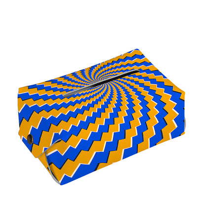 Yellow Spiral Moving Optical Illusion Rectangle Tissue Box Cover