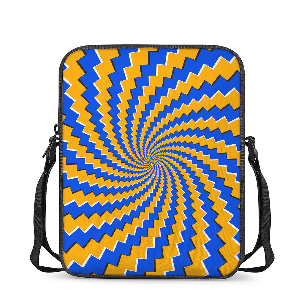 Yellow Spiral Moving Optical Illusion Rectangular Crossbody Bag