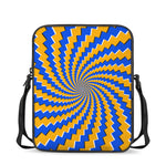 Yellow Spiral Moving Optical Illusion Rectangular Crossbody Bag