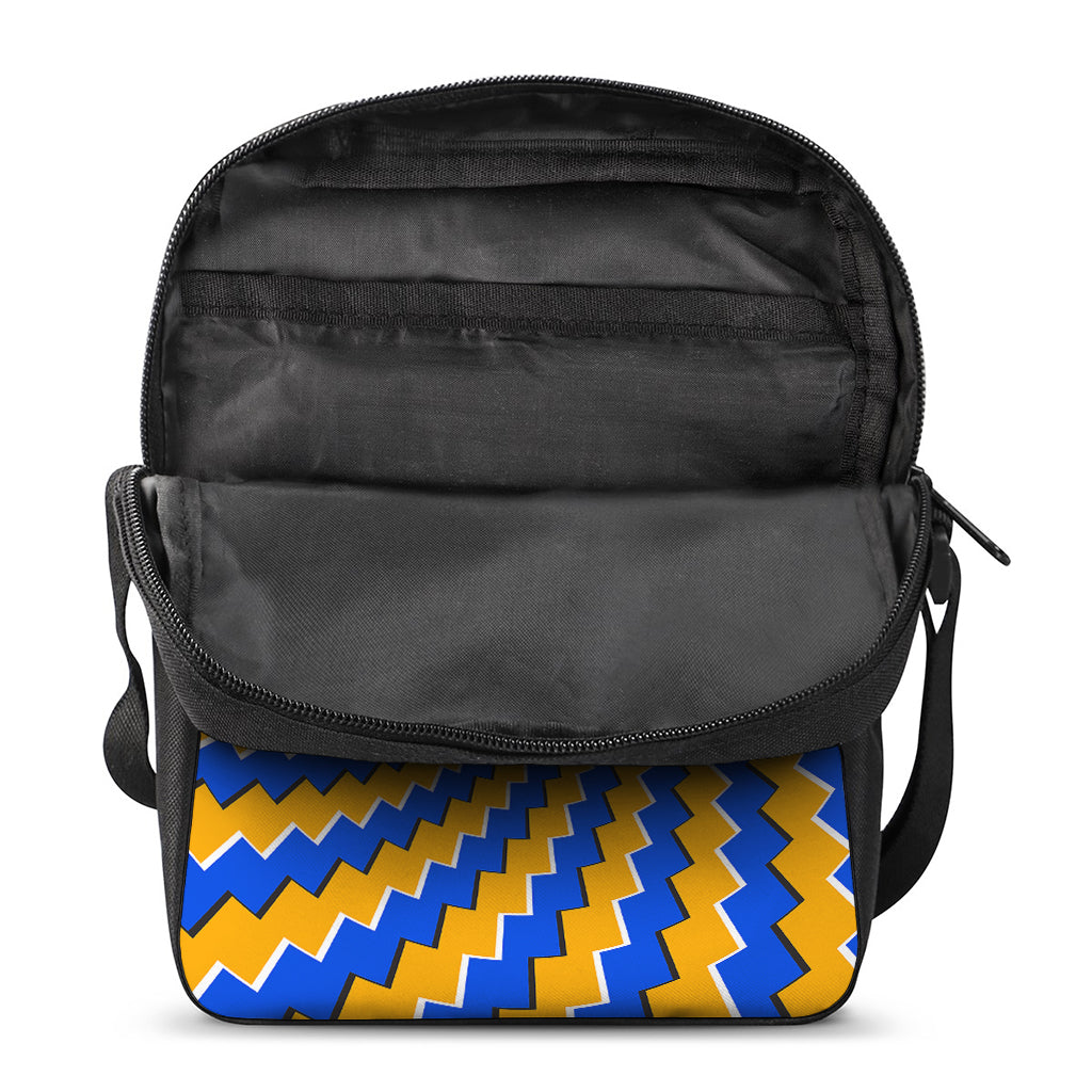Yellow Spiral Moving Optical Illusion Rectangular Crossbody Bag