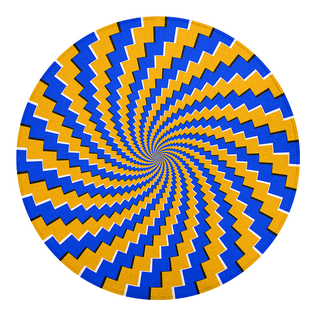 Yellow Spiral Moving Optical Illusion Round Blanket