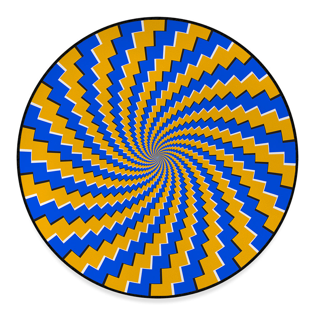 Yellow Spiral Moving Optical Illusion Round Floor Mat