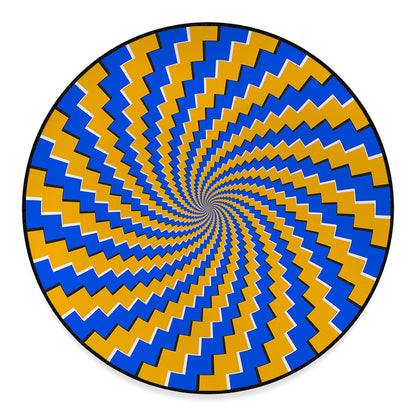 Yellow Spiral Moving Optical Illusion Round Floor Mat
