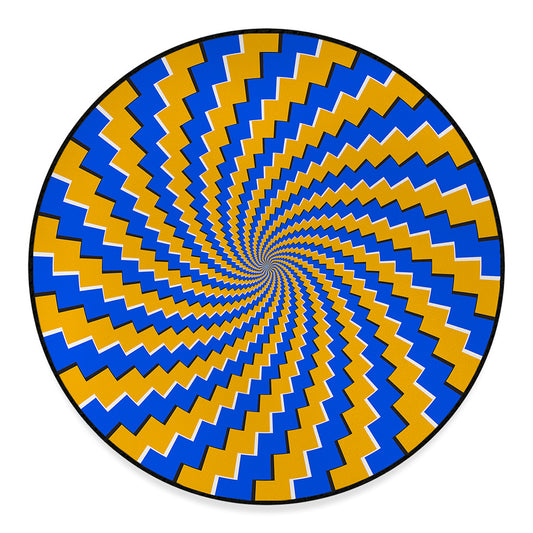 Yellow Spiral Moving Optical Illusion Round Floor Mat