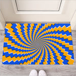 Yellow Spiral Moving Optical Illusion Rubber Doormat