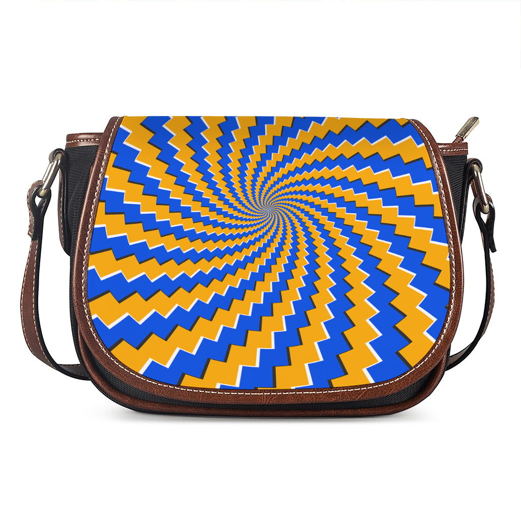 Yellow Spiral Moving Optical Illusion Saddle Bag