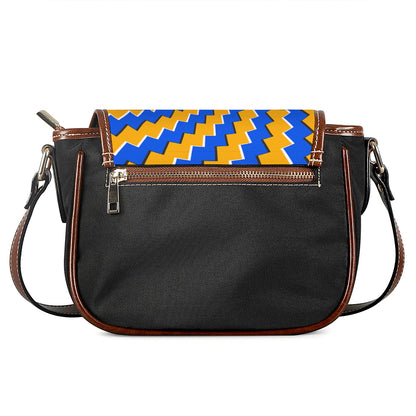 Yellow Spiral Moving Optical Illusion Saddle Bag