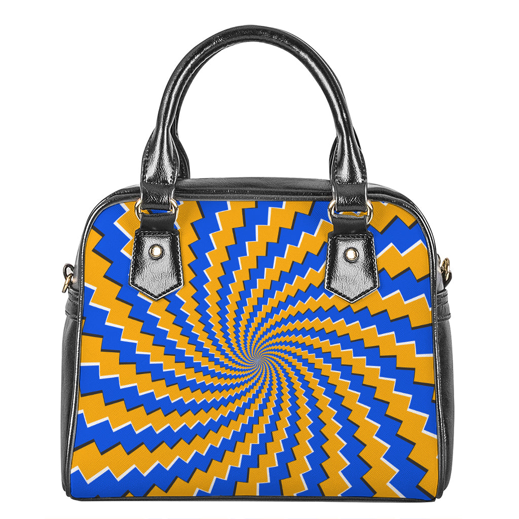 Yellow Spiral Moving Optical Illusion Shoulder Handbag