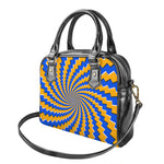 Yellow Spiral Moving Optical Illusion Shoulder Handbag