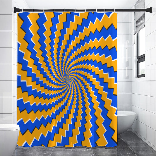 Yellow Spiral Moving Optical Illusion Shower Curtain