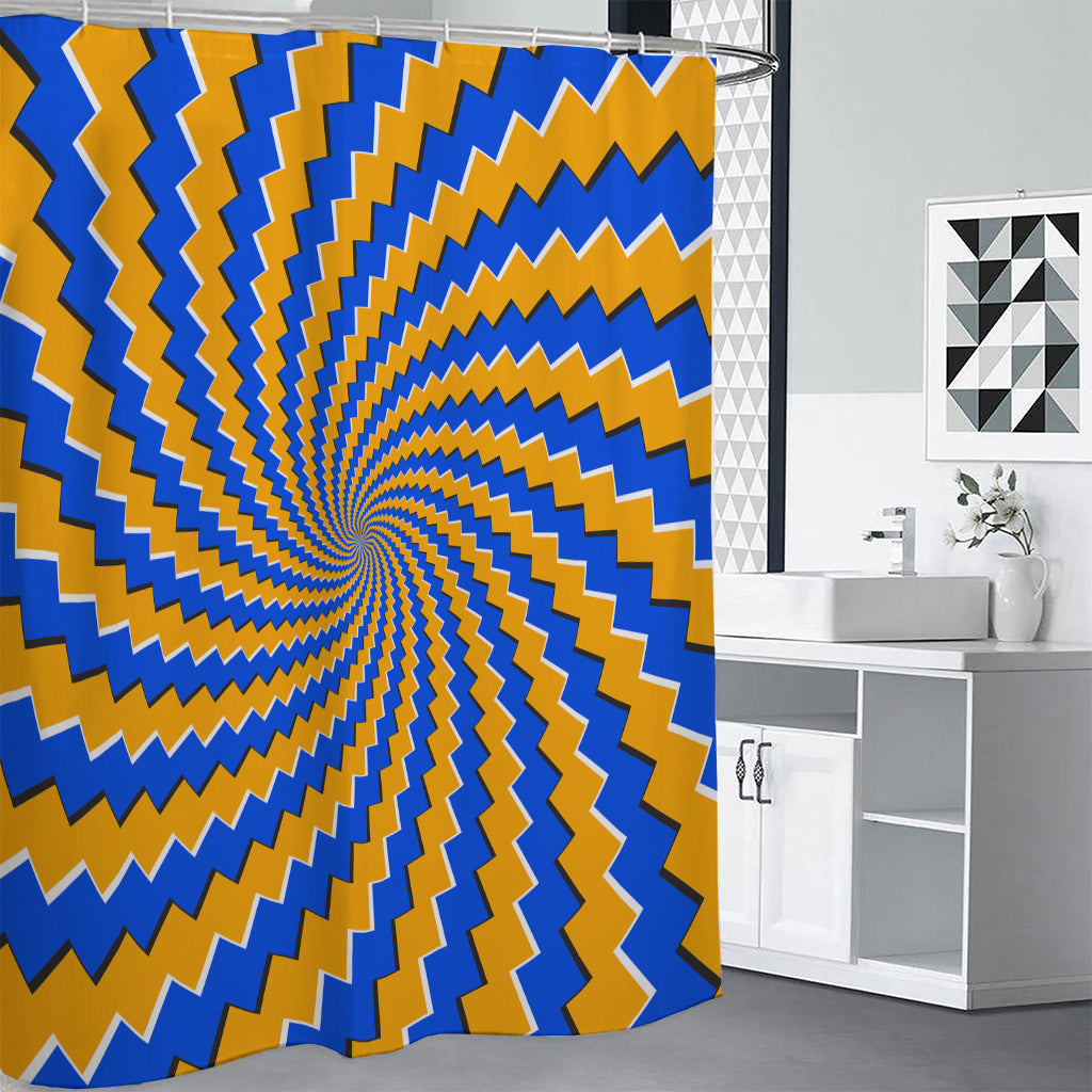 Yellow Spiral Moving Optical Illusion Shower Curtain