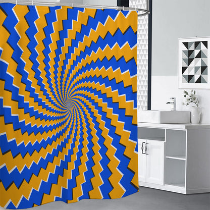 Yellow Spiral Moving Optical Illusion Shower Curtain