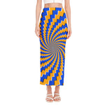 Yellow Spiral Moving Optical Illusion Side Slit Maxi Skirt