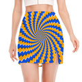 Yellow Spiral Moving Optical Illusion Side Slit Mini Skirt