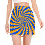 Yellow Spiral Moving Optical Illusion Side Slit Mini Skirt